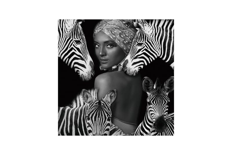 Zebra Queen Akryl maleri 120x120 cm - Flerfarget - Bilder & kunst