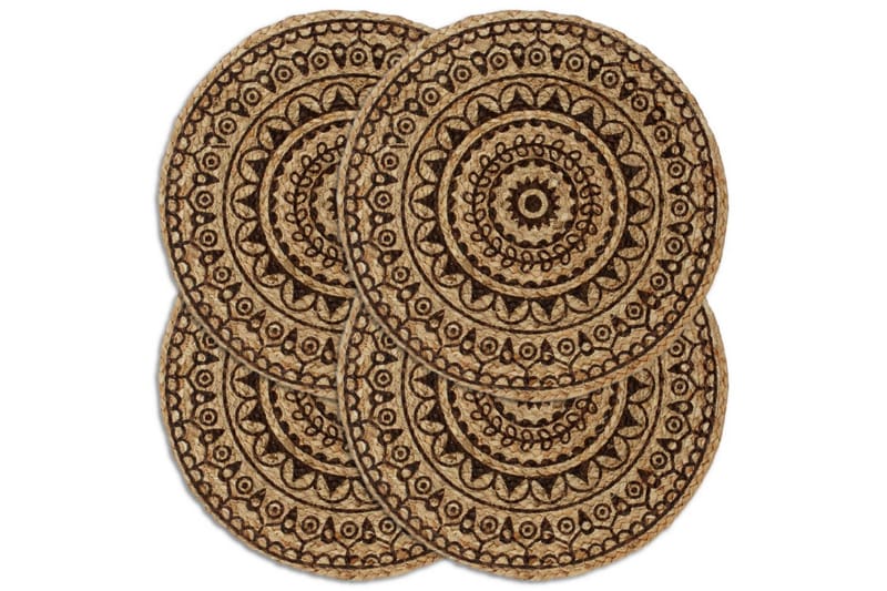 Bordmatter 4 stk mørkebrun 38 cm rund jute - Innredning - Borddekorasjon & bordpynt - Bordbrikke
