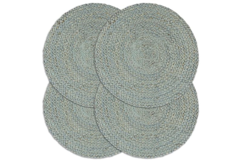 Bordmatter 4 stk ren olivengrønn 38 cm rund jute - Innredning - Borddekorasjon & bordpynt - Bordbrikke