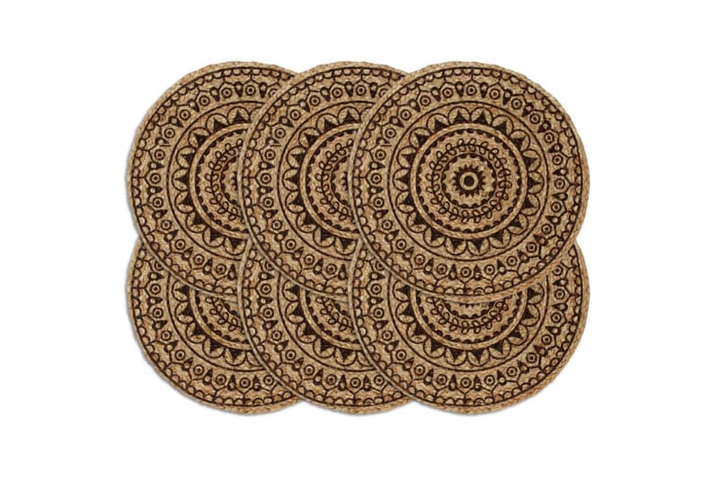 Bordmatter 6 stk mørkebrun 38 cm rund jute - Innredning - Borddekorasjon & bordpynt - Bordbrikke