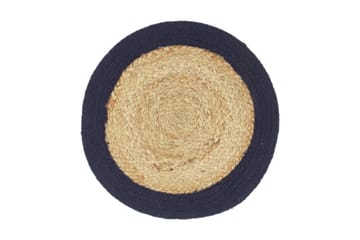 Bordmatter 6stk naturell & marineblå 38cm rund jute & bomull - Innredning - Borddekorasjon & bordpynt - Bordbrikke