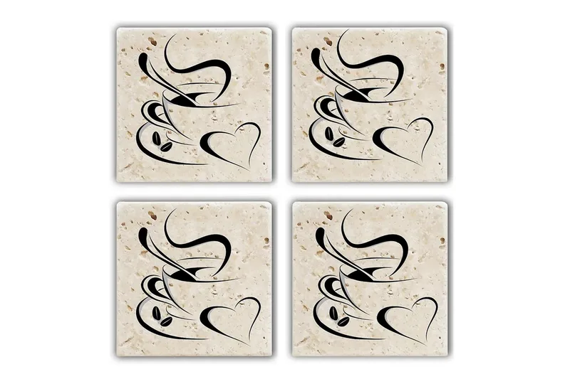 Glassunderlag 4-pk - Flerfarget - Innredning - Borddekorasjon & bordpynt - Glassbrikker