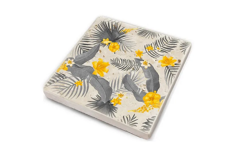 Glassunderlag 4-pk - Gul/Grå - Innredning - Borddekorasjon & bordpynt - Glassbrikker