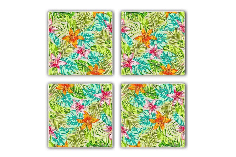 Glassunderlag 4-pk - Flerfarget - Innredning - Borddekorasjon & bordpynt - Glassbrikker