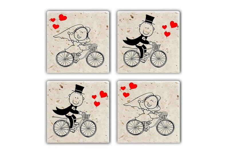 Glassunderlag 4-pk, Flerfarget