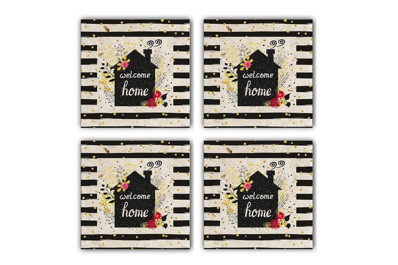 Glassunderlag 4-pk, Flerfarget