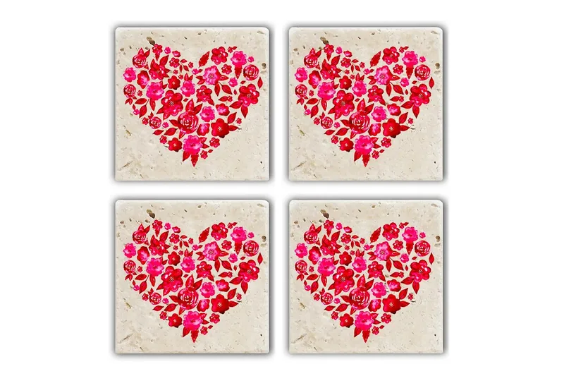 Glassunderlag 4-pk, Flerfarget