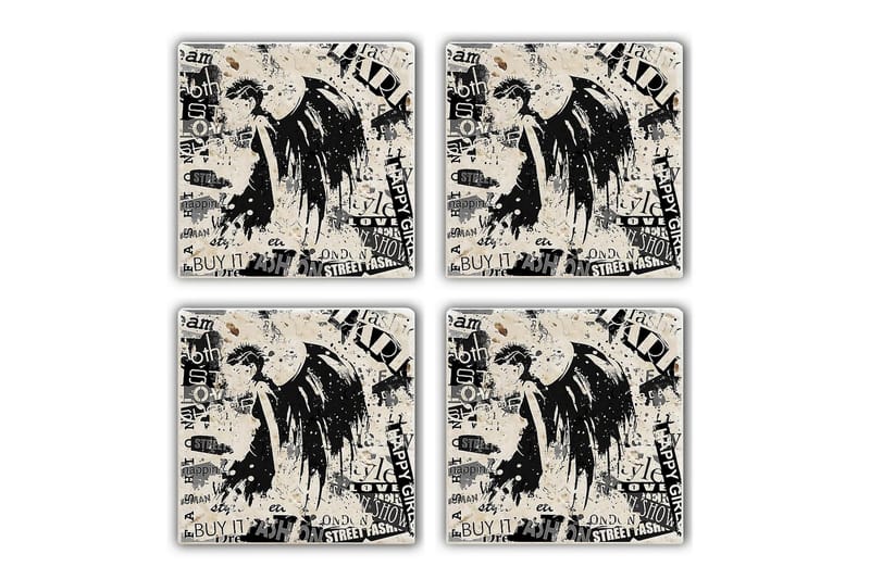 Glassunderlag 4-pk - Flerfarget - Innredning - Borddekorasjon & bordpynt - Glassbrikker