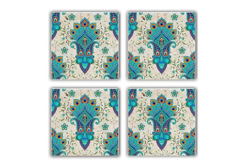 Glassunderlag 4-pk - Turkis/Flerfarget - Innredning - Borddekorasjon & bordpynt - Glassbrikker