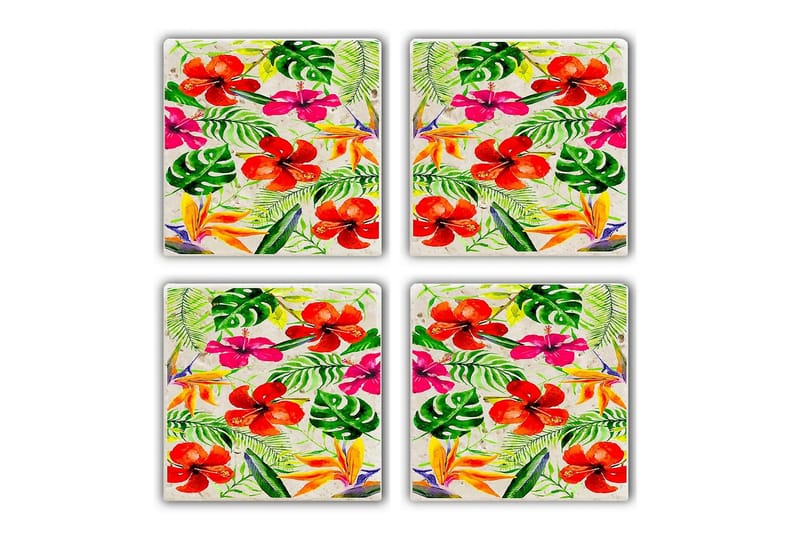 Glassunderlag 4-pk - Flerfarget - Innredning - Borddekorasjon & bordpynt - Glassbrikker