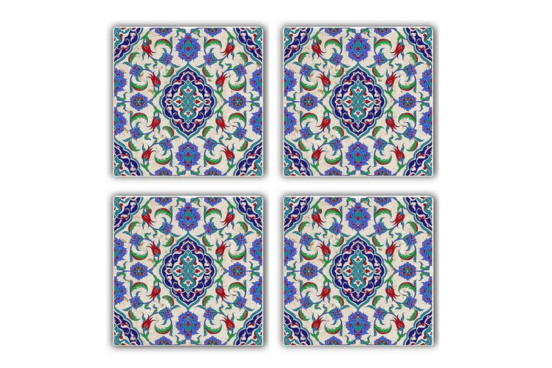Glassunderlag 4-pk - Flerfarget - Innredning - Borddekorasjon & bordpynt - Glassbrikker