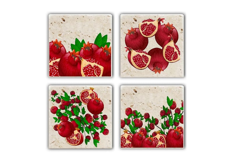 Glassunderlag 4-pk - Flerfarget - Innredning - Borddekorasjon & bordpynt - Glassbrikker