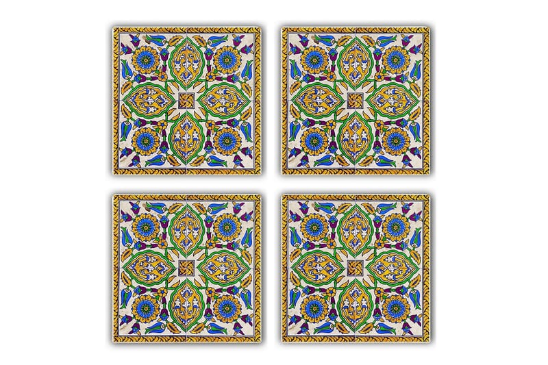 Glassunderlag 4-pk - Grønn/Blå/Gul - Innredning - Borddekorasjon & bordpynt - Glassbrikker