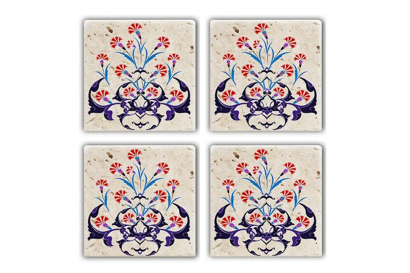 Glassunderlag 4-pk - Flerfarget - Innredning - Borddekorasjon & bordpynt - Glassbrikker