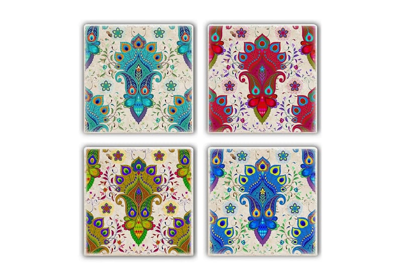 Glassunderlag 4-pk - Flerfarget - Innredning - Borddekorasjon & bordpynt - Glassbrikker