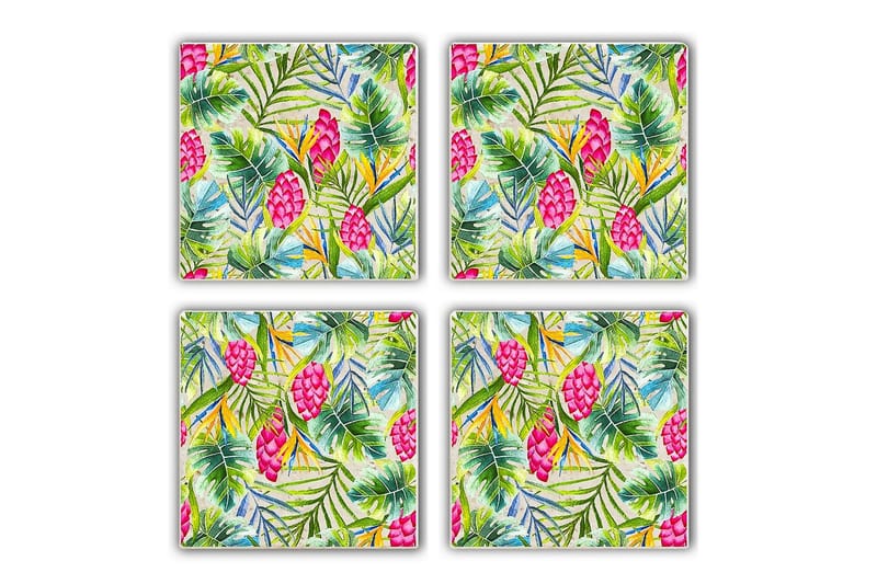 Glassunderlag 4-pk - Flerfarget - Innredning - Borddekorasjon & bordpynt - Glassbrikker
