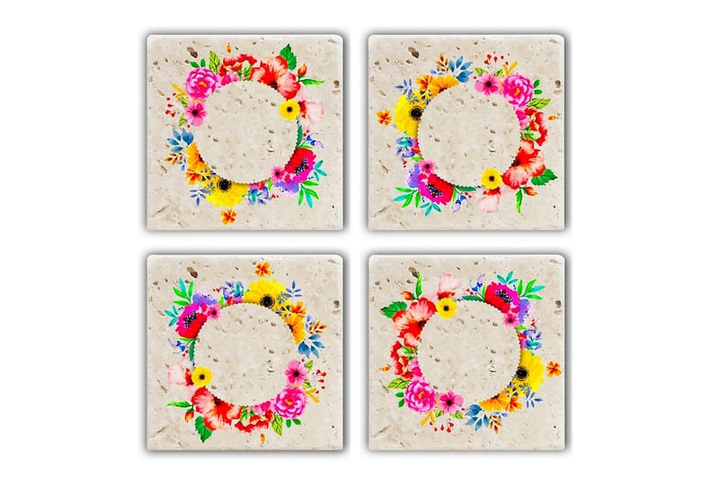 Glassunderlag 4-pk - Flerfarget - Innredning - Borddekorasjon & bordpynt - Glassbrikker