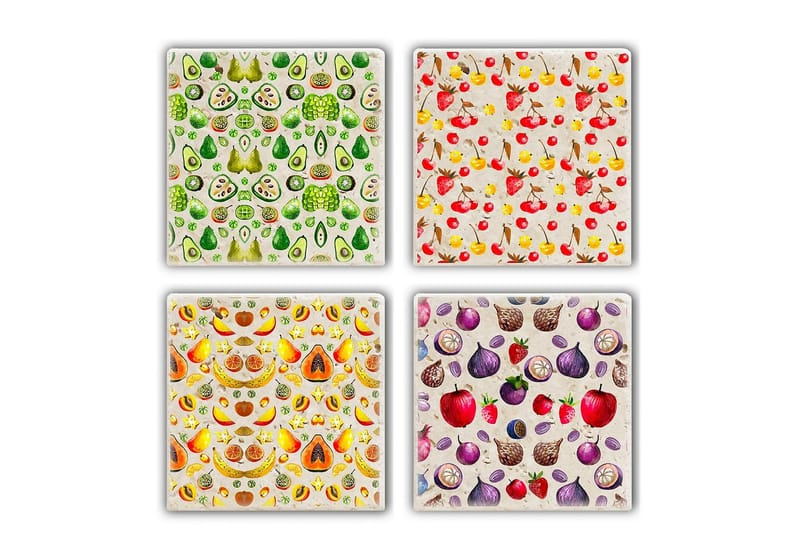 Glassunderlag 4-pk - Flerfarget - Innredning - Borddekorasjon & bordpynt - Glassbrikker