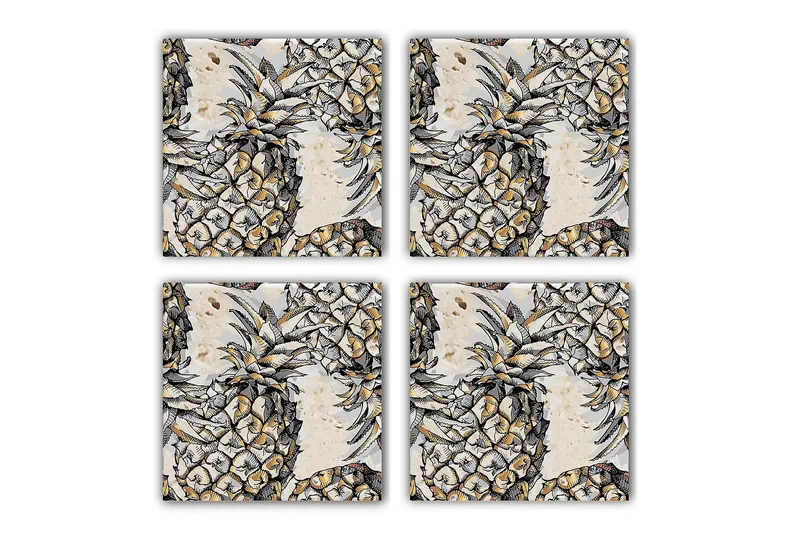 Glassunderlag 4-pk, Flerfarget