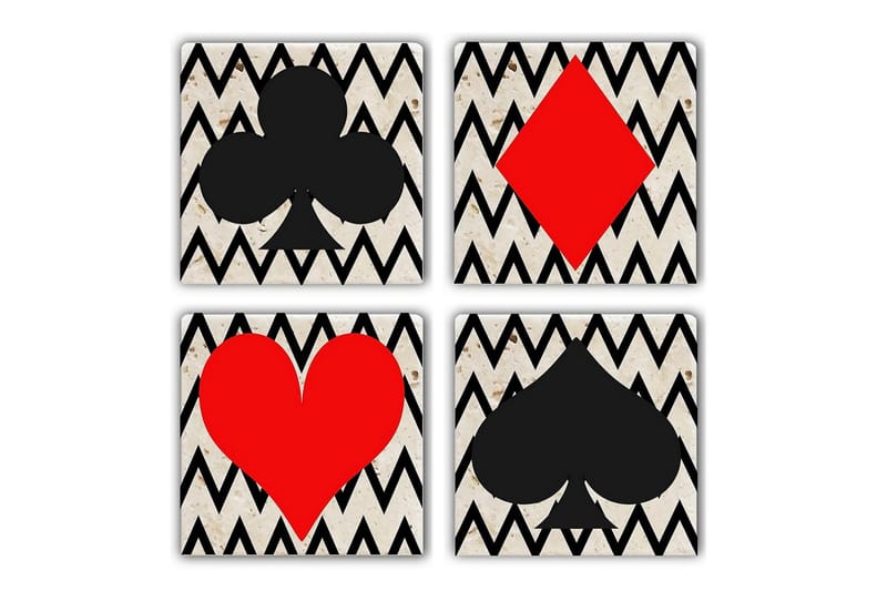 Glassunderlag 4-pk, Flerfarget