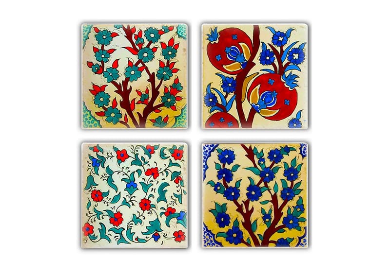 Glassunderlag 4-pk, Flerfarget