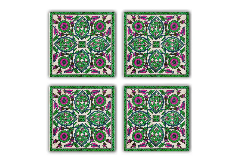 Glassunderlag 4-pk - Grønn/Lilla - Innredning - Borddekorasjon & bordpynt - Glassbrikker