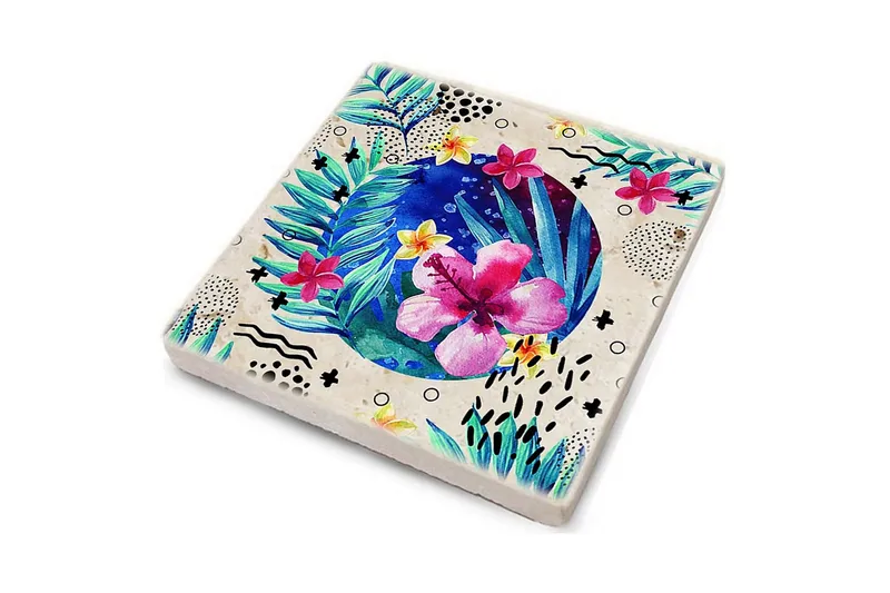 Glassunderlag 4-pk - Flerfarget - Innredning - Borddekorasjon & bordpynt - Glassbrikker