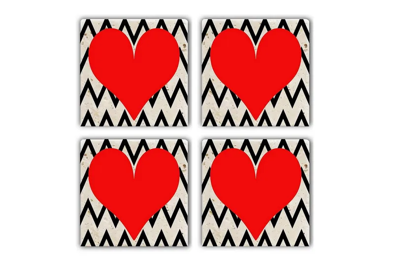 Glassunderlag 4-pk, Flerfarget