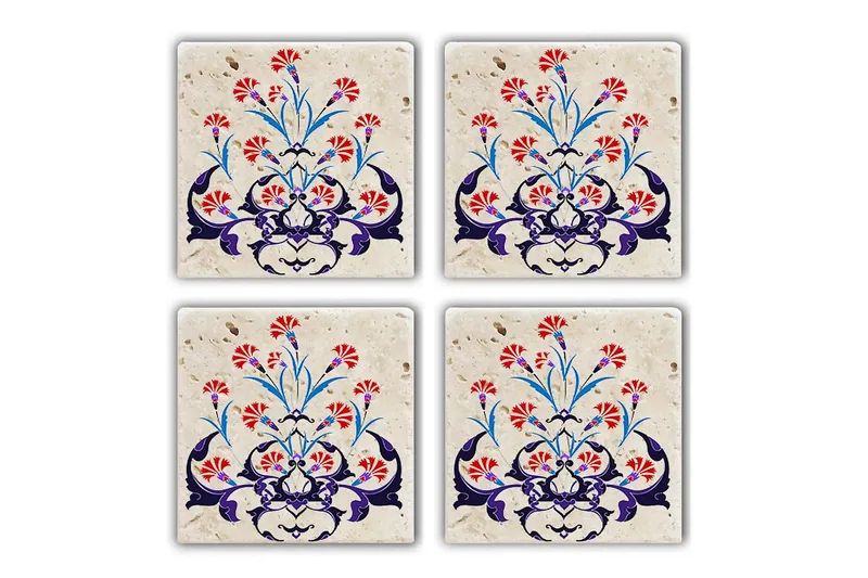 Glassunderlag 4-pk, Flerfarget