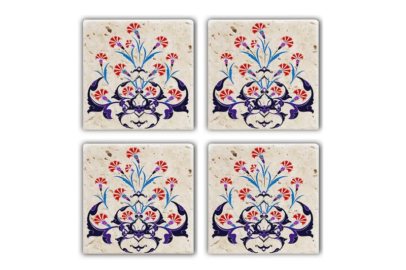 Glassunderlag 4-pk, Flerfarget