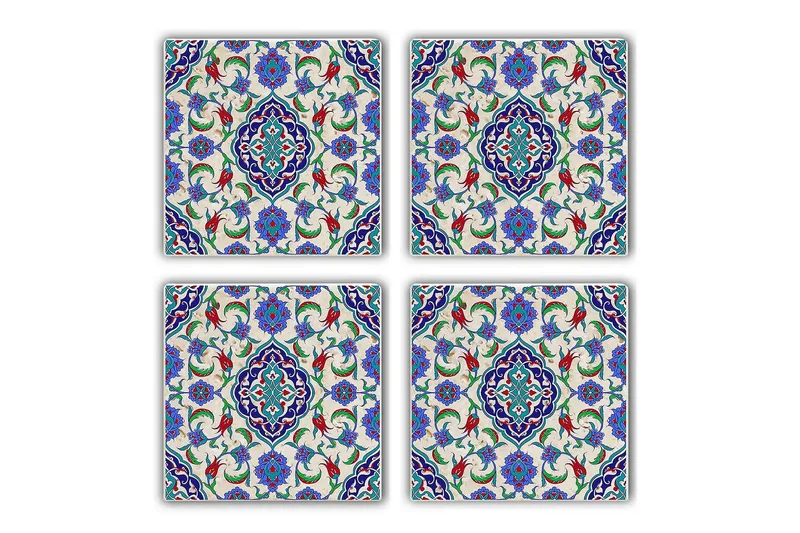 Glassunderlag 4-pk, Flerfarget