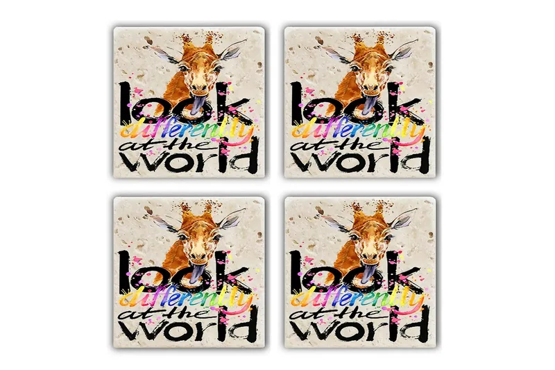 Glassunderlag 4-pk, Flerfarget