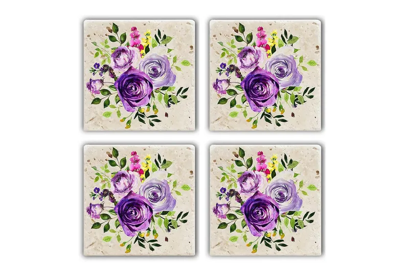 Glassunderlag 4-pk, Flerfarget