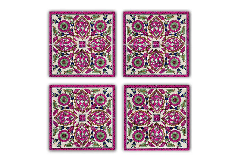 Glassunderlag 4-pk, Lilla/Grønn