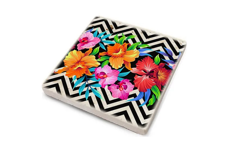 Glassunderlag 4-pk - Flerfarget - Innredning - Borddekorasjon & bordpynt - Glassbrikker