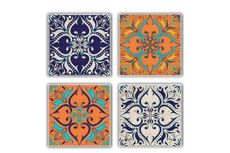 Glassunderlag 4-pk, Flerfarget