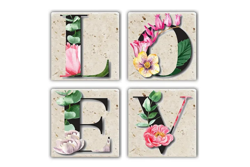 Glassunderlag 4-pk, Flerfarget