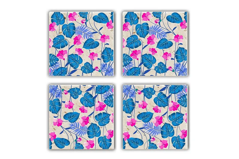 Glassunderlag 4-pk, Flerfarget