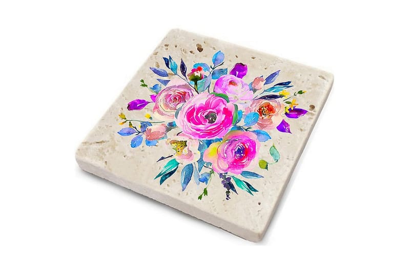 Glassunderlag 4-pk - Flerfarget - Innredning - Borddekorasjon & bordpynt - Glassbrikker