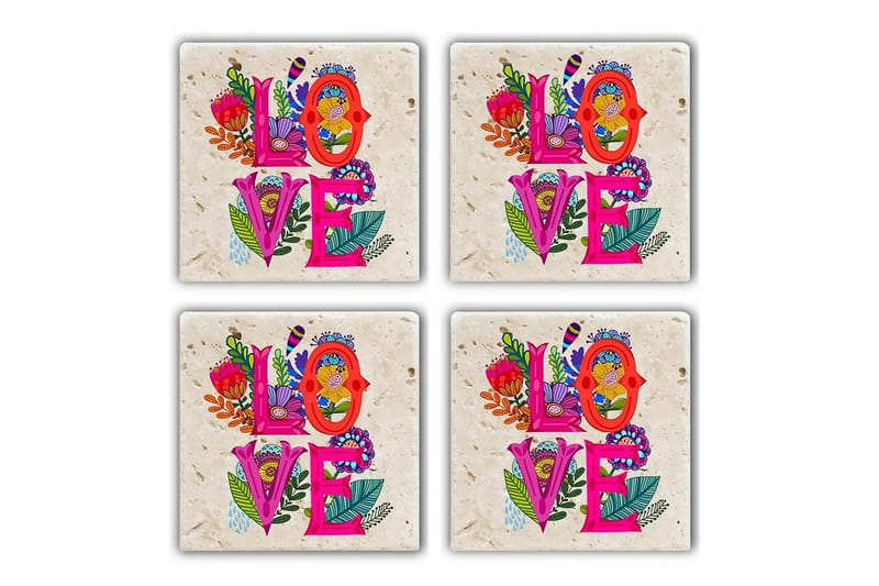 Glassunderlag 4-pk, Flerfarget