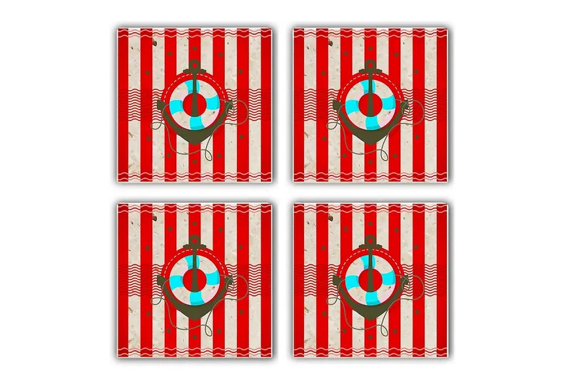 Glassunderlag 4-pk, Flerfarget