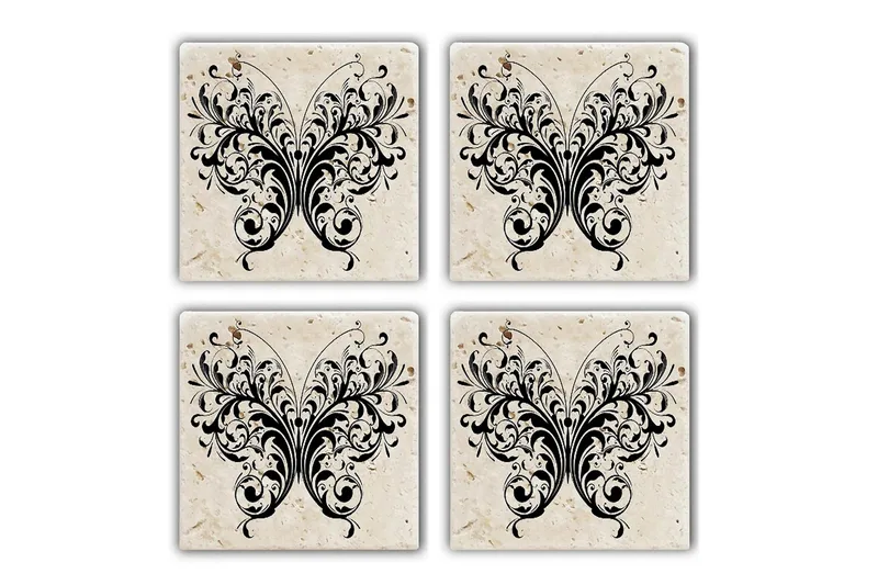 Glassunderlag 4-pk, Flerfarget