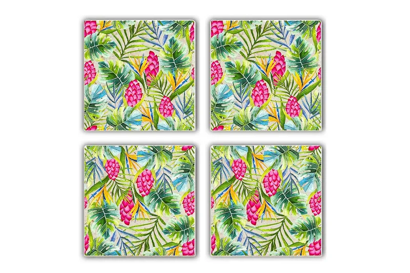 Glassunderlag 4-pk, Flerfarget