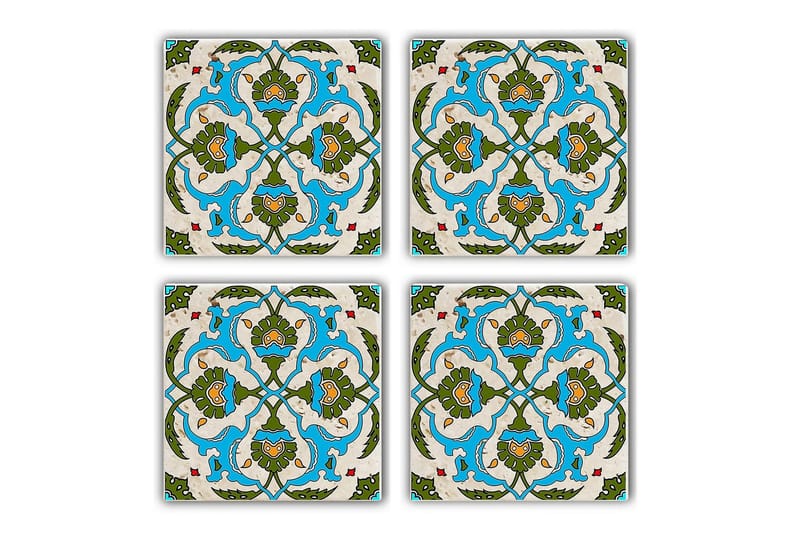 Glassunderlag 4-pk, Turkis/Grønn