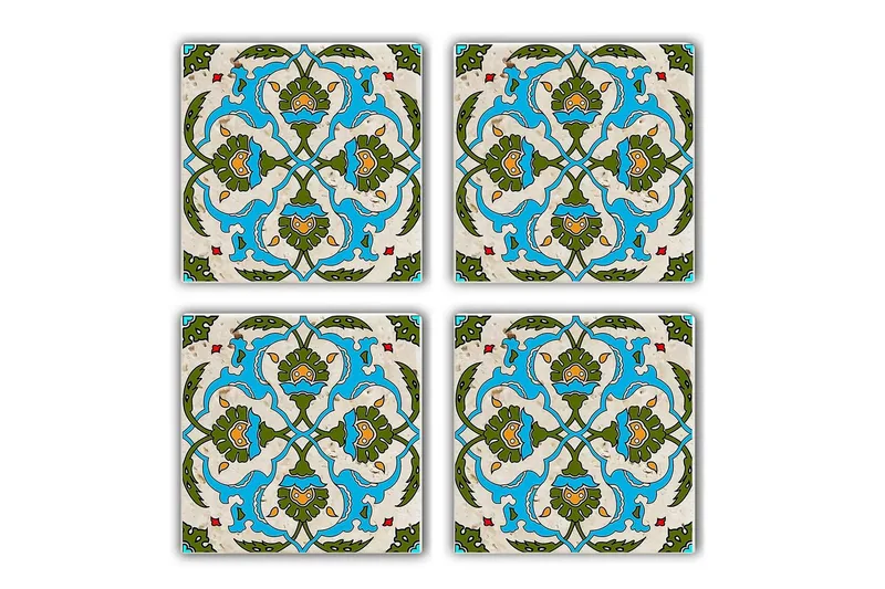 Glassunderlag 4-pk - Turkis/Grønn - Innredning - Borddekorasjon & bordpynt - Glassbrikker