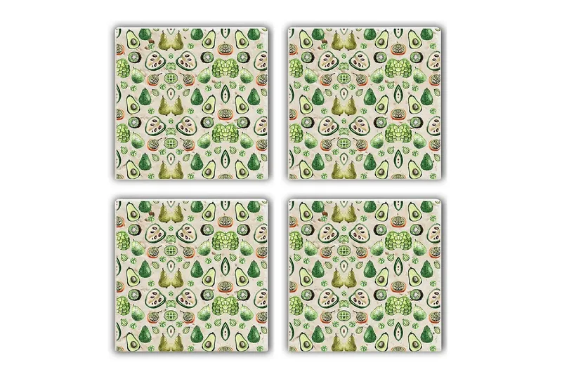 Glassunderlag 4-pk, Flerfarget