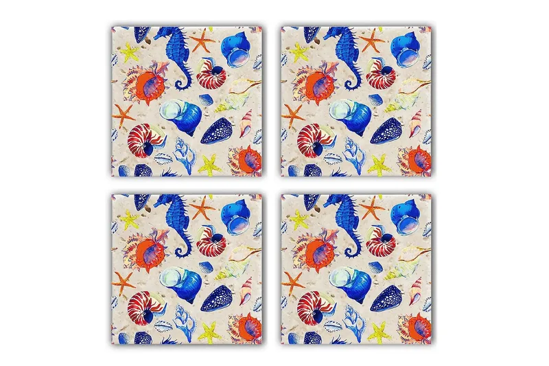 Glassunderlag 4-pk, Flerfarget