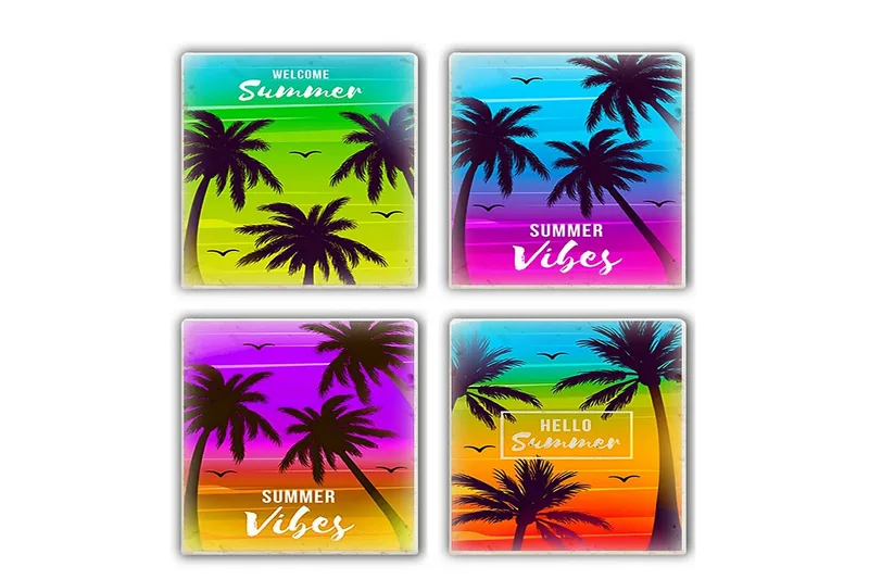 Glassunderlag 4-pk, Flerfarget