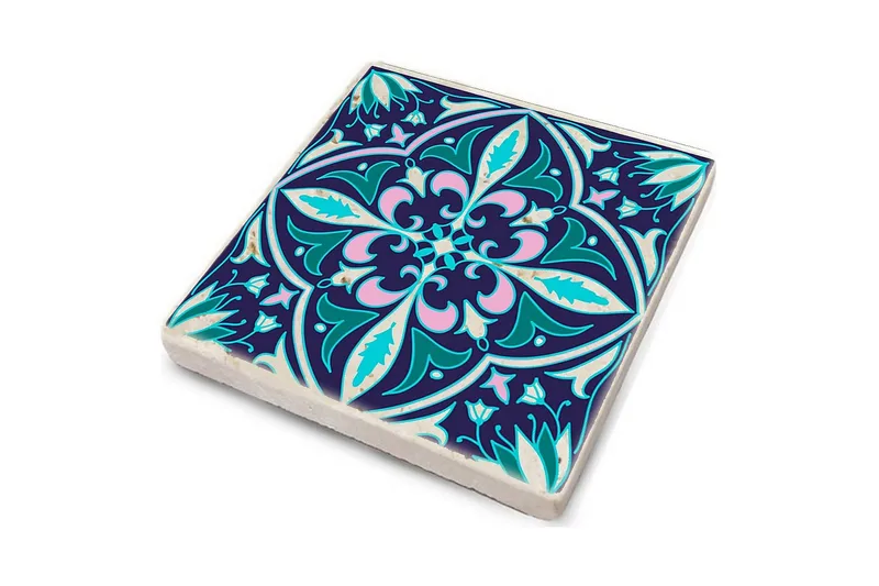 Glassunderlag 4-pk - Mørkeblå/Flerfarget - Innredning - Borddekorasjon & bordpynt - Glassbrikker