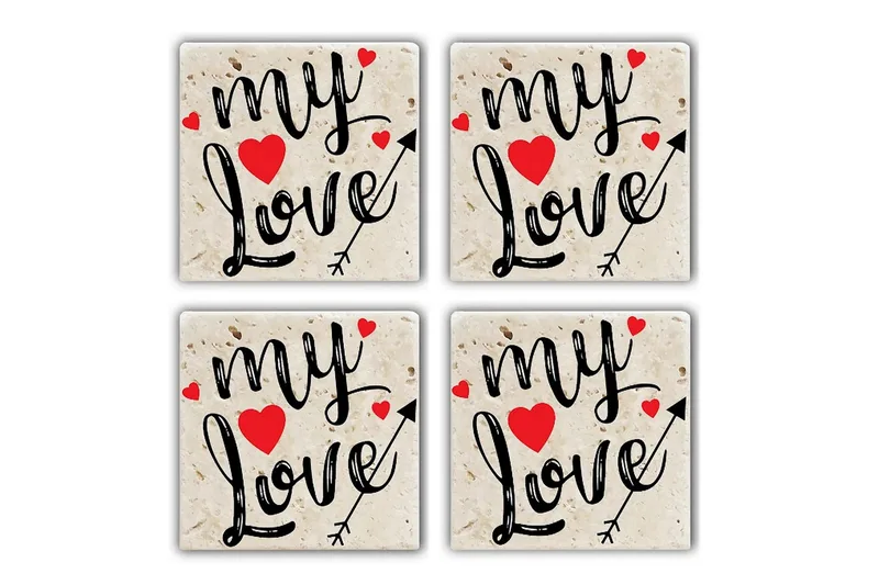 Glassunderlag 4-pk, Flerfarget